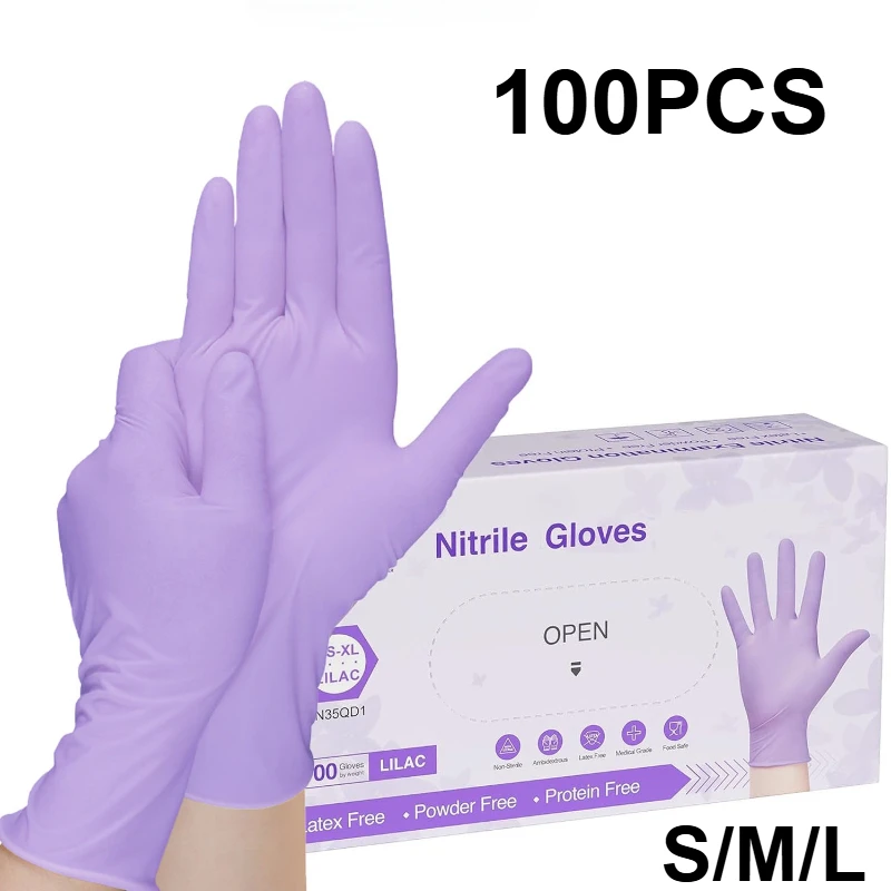 Medical Gloves - Luvas descartáveis de nitrilo roxo, 10-100
